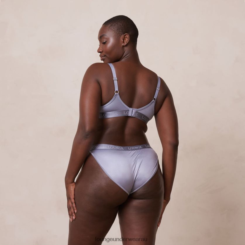 Sleek Mindful Bra & Thong/Briefs Set Underwear Lounge Women Smoked Blue 240R4838