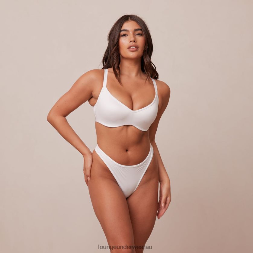 Sleek Mindful Bra & Thong/Briefs Set Underwear Lounge Women White 240R48105