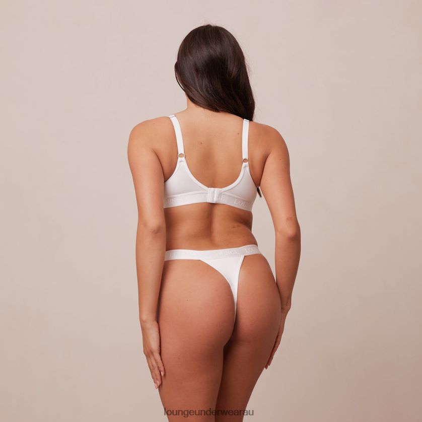 Sleek Mindful Bra & Thong/Briefs Set Underwear Lounge Women White 240R48105
