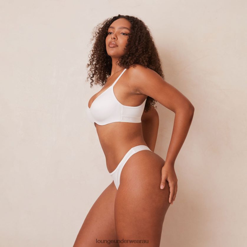 Sleek Mindful Bra & Thong/Briefs Set Underwear Lounge Women White 240R48105