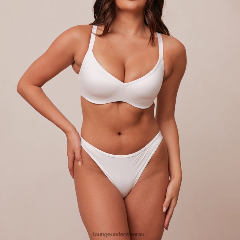 Sleek Mindful Bra & Thong/Briefs Set Underwear Lounge Women White 240R48105