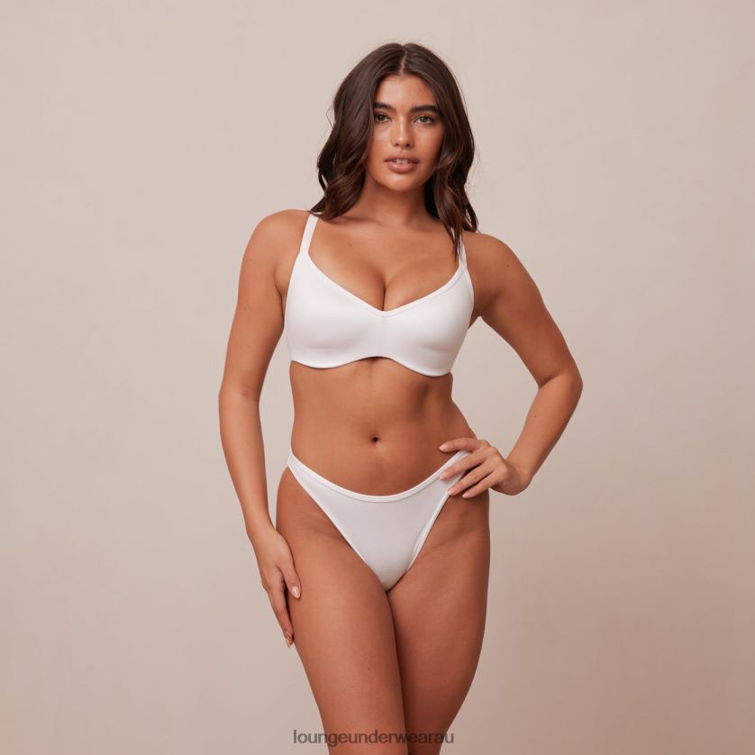 Sleek Mindful Bra & Thong/Briefs Set Underwear Lounge Women White 240R48105
