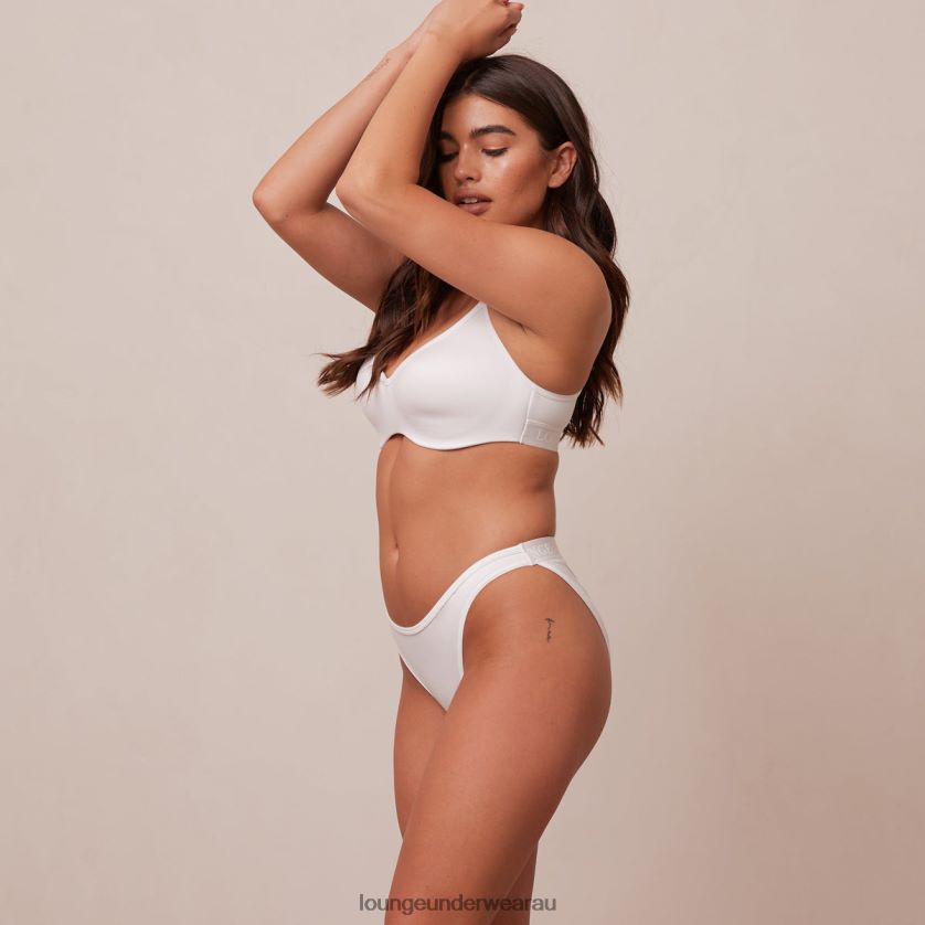 Sleek Mindful Bra & Thong/Briefs Set Underwear Lounge Women White 240R48105