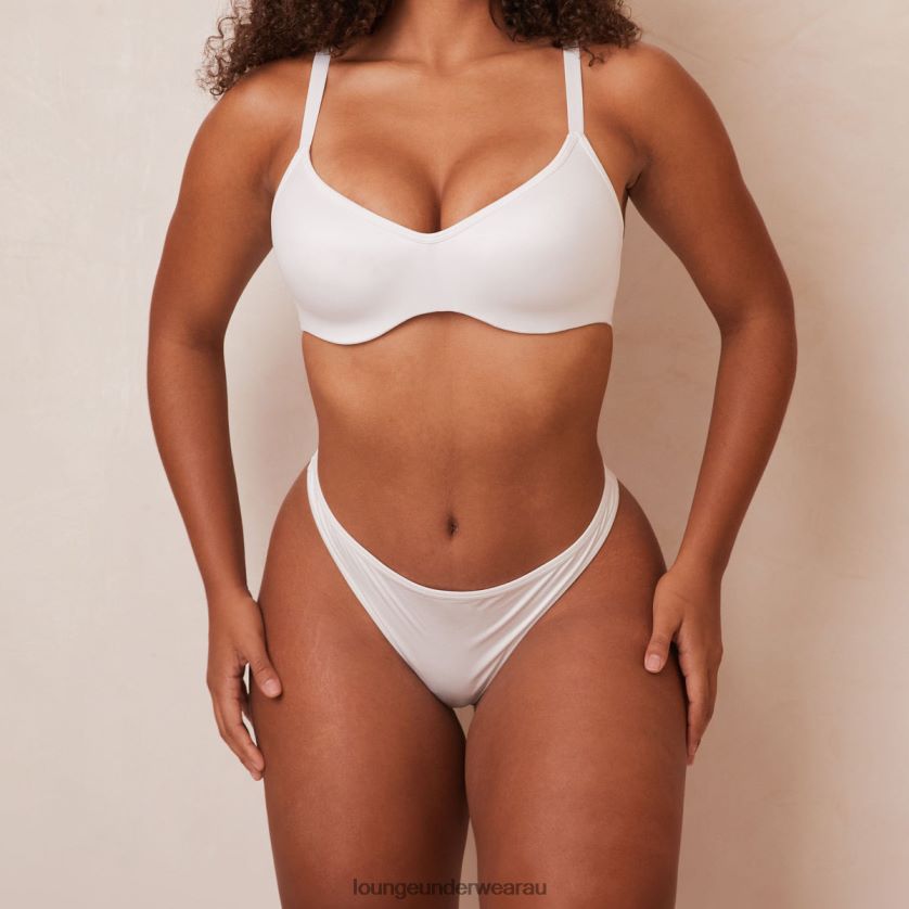 Sleek Mindful Bra & Thong/Briefs Set Underwear Lounge Women White 240R48105