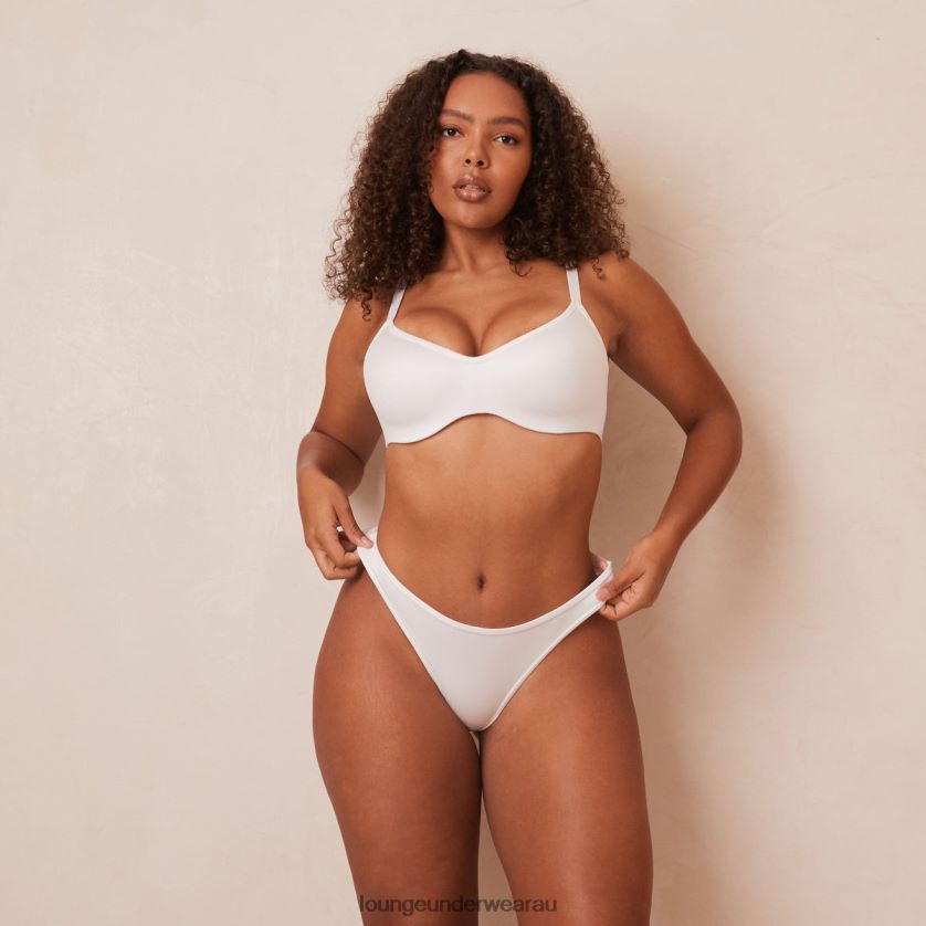 Sleek Mindful Bra & Thong/Briefs Set Underwear Lounge Women White 240R48105