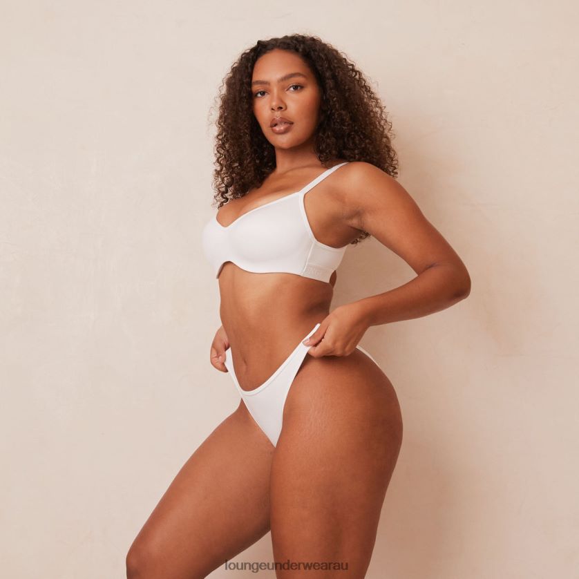 Sleek Mindful Bra & Thong/Briefs Set Underwear Lounge Women White 240R48105