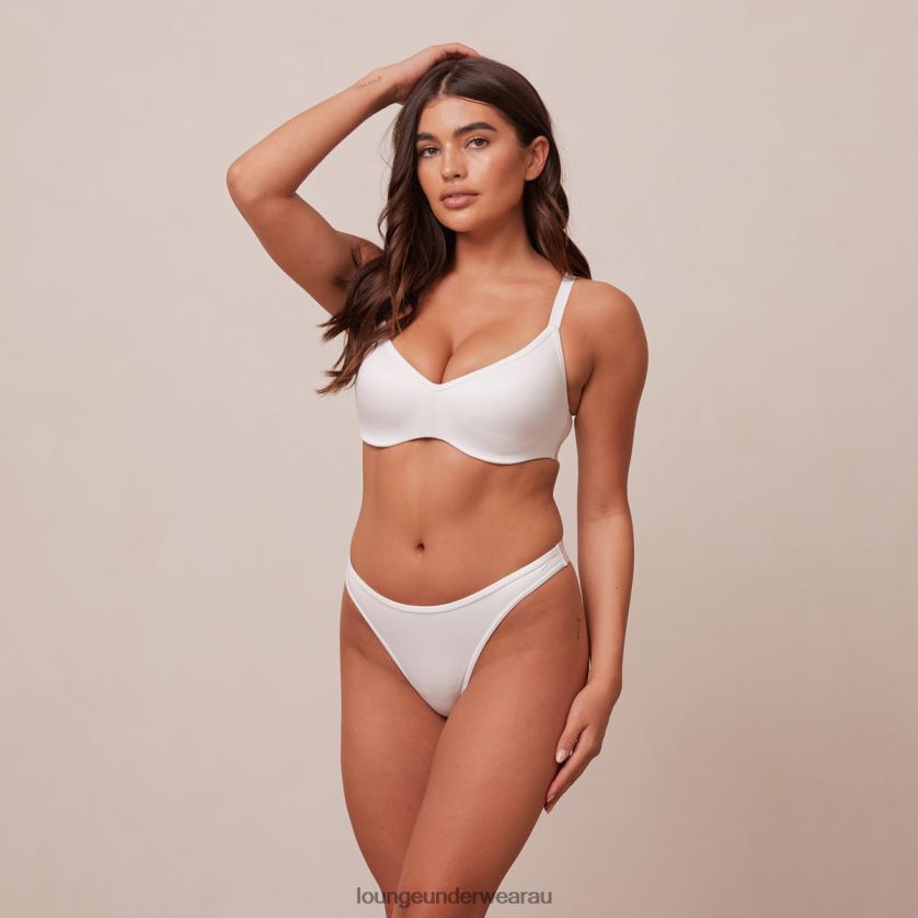 Sleek Mindful Bra & Thong/Briefs Set Underwear Lounge Women White 240R48105