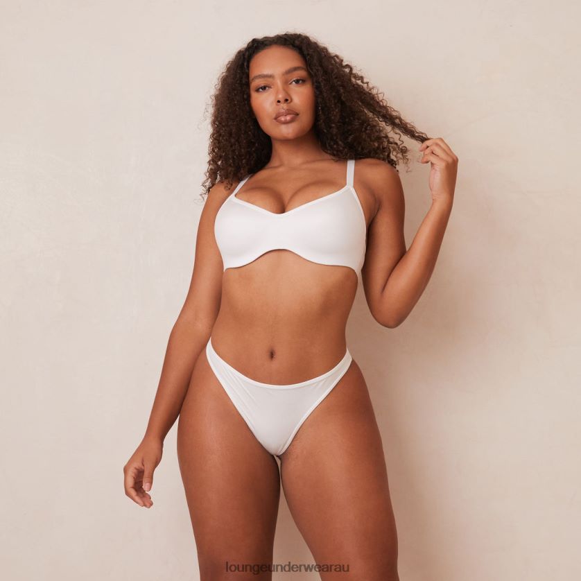 Sleek Mindful Bra & Thong/Briefs Set Underwear Lounge Women White 240R48105
