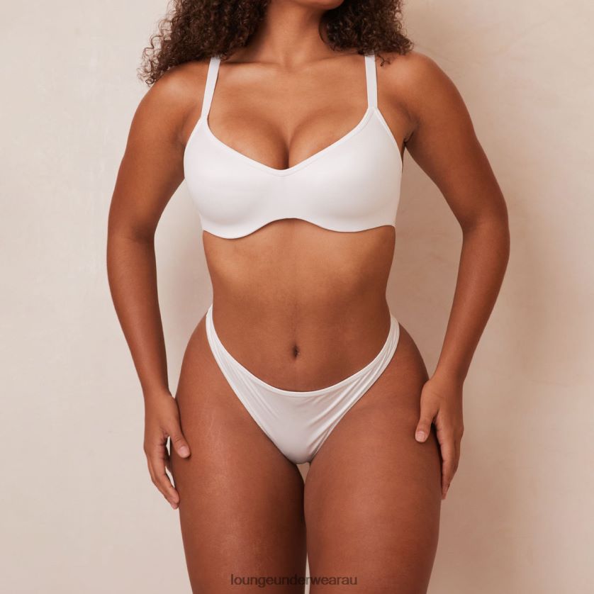 Sleek Mindful Bra & Thong/Briefs Set Underwear Lounge Women White 240R48105