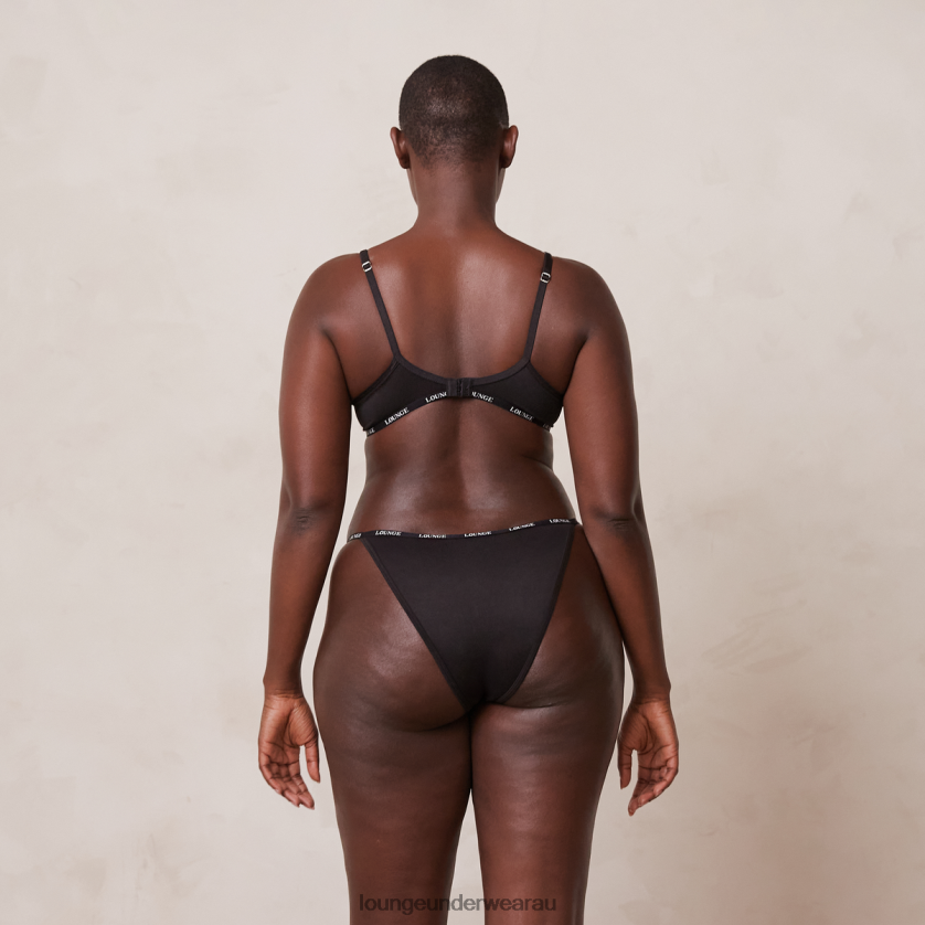 Smooth Classic T-shirt Bra & Thong/Briefs Set Underwear Lounge Women Black 240R48135