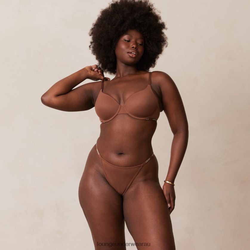 Smooth Classic T-shirt Bra & Thong/Briefs Set Underwear Lounge Women Chestnut 240R48146