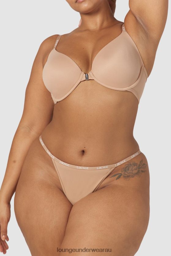 Smooth Front Fastening T-shirt Bra & Thong/Briefs Set Underwear Lounge Women Honey 240R48148