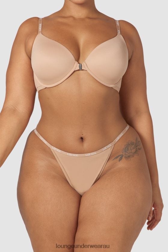 Smooth Front Fastening T-shirt Bra & Thong/Briefs Set Underwear Lounge Women Honey 240R48148