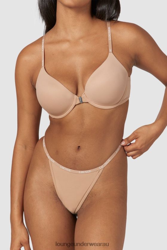 Smooth Front Fastening T-shirt Bra & Thong/Briefs Set Underwear Lounge Women Honey 240R48148