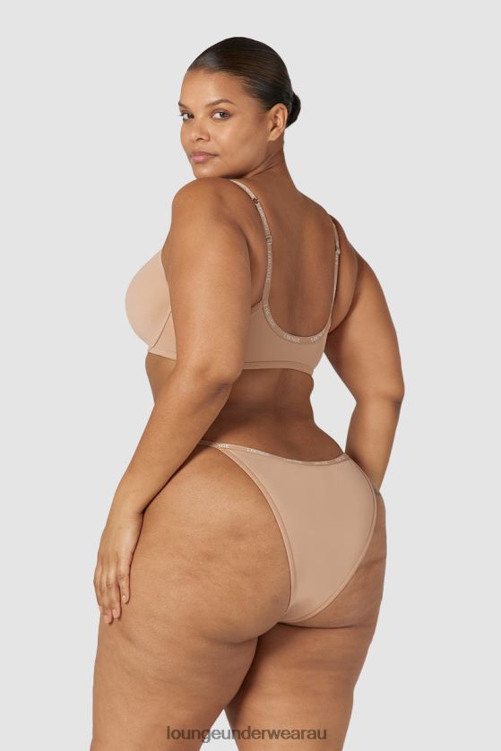 Smooth Front Fastening T-shirt Bra & Thong/Briefs Set Underwear Lounge Women Honey 240R48148