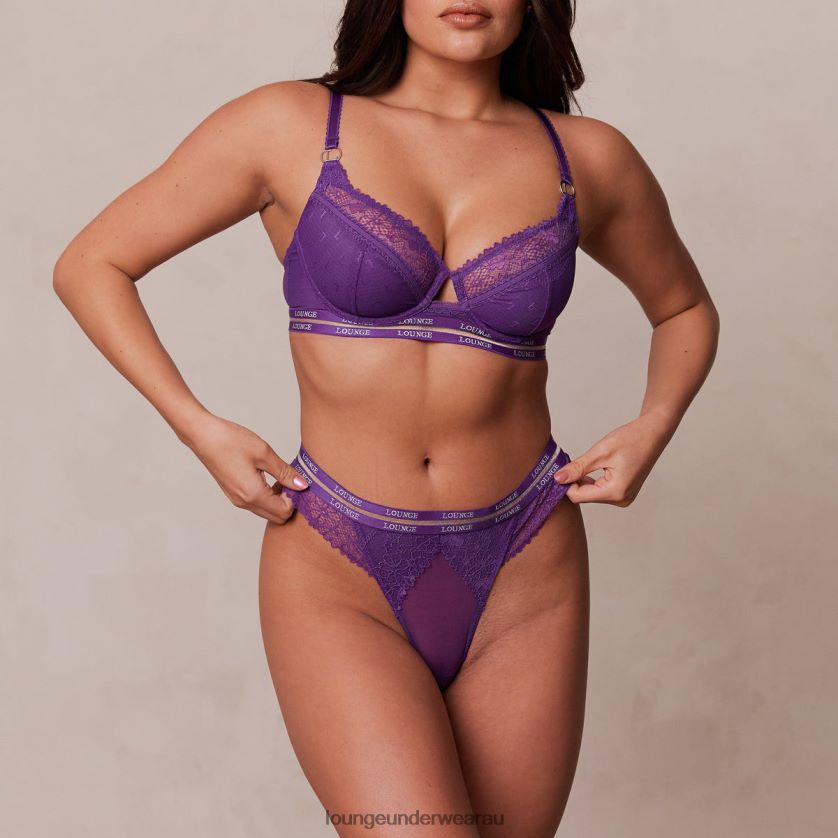 Vogue Balcony Bra & Thong/Briefs Set Underwear Lounge Women Purple 240R4875