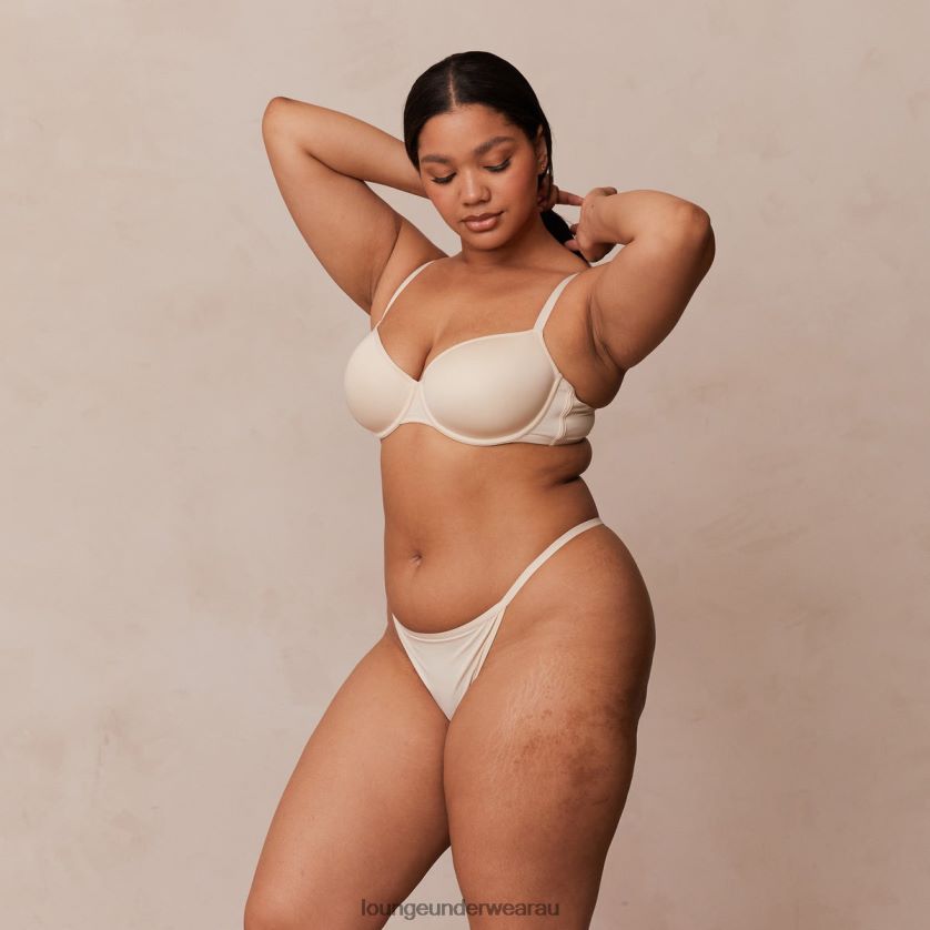 Your Everyday T-shirt Bra & Thong/Briefs Set Underwear Lounge Women Latte 240R48130