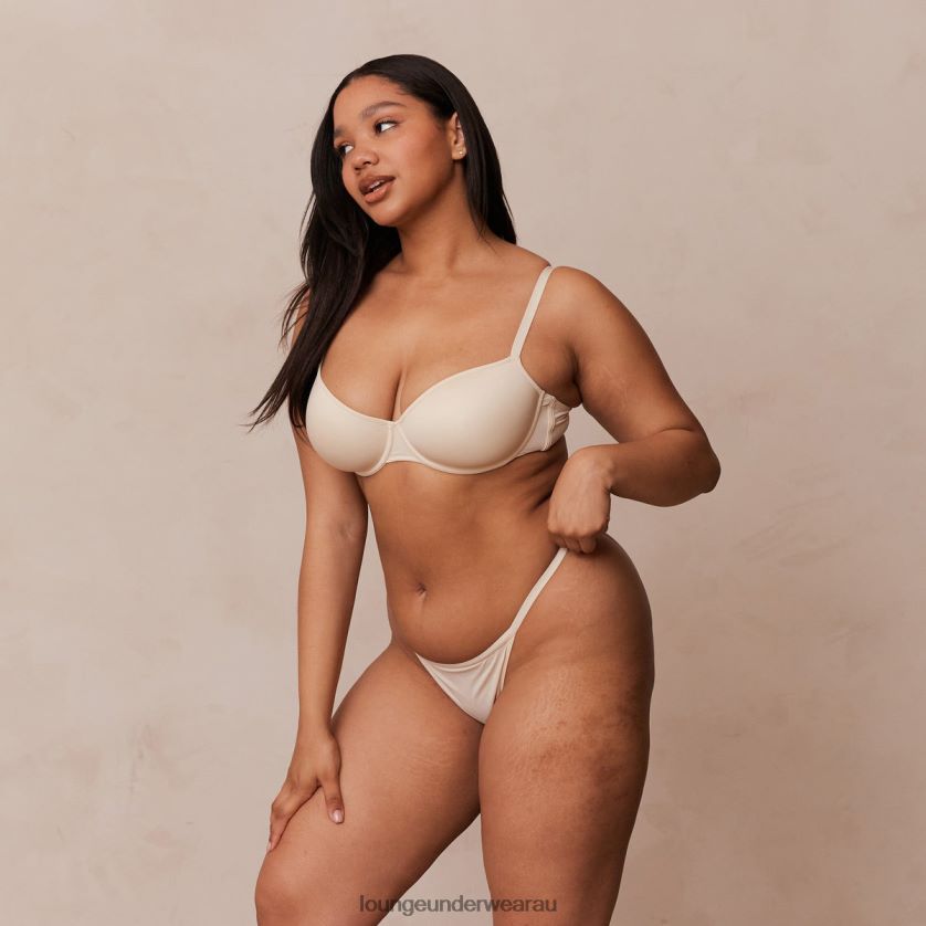 Your Everyday T-shirt Bra & Thong/Briefs Set Underwear Lounge Women Latte 240R48130