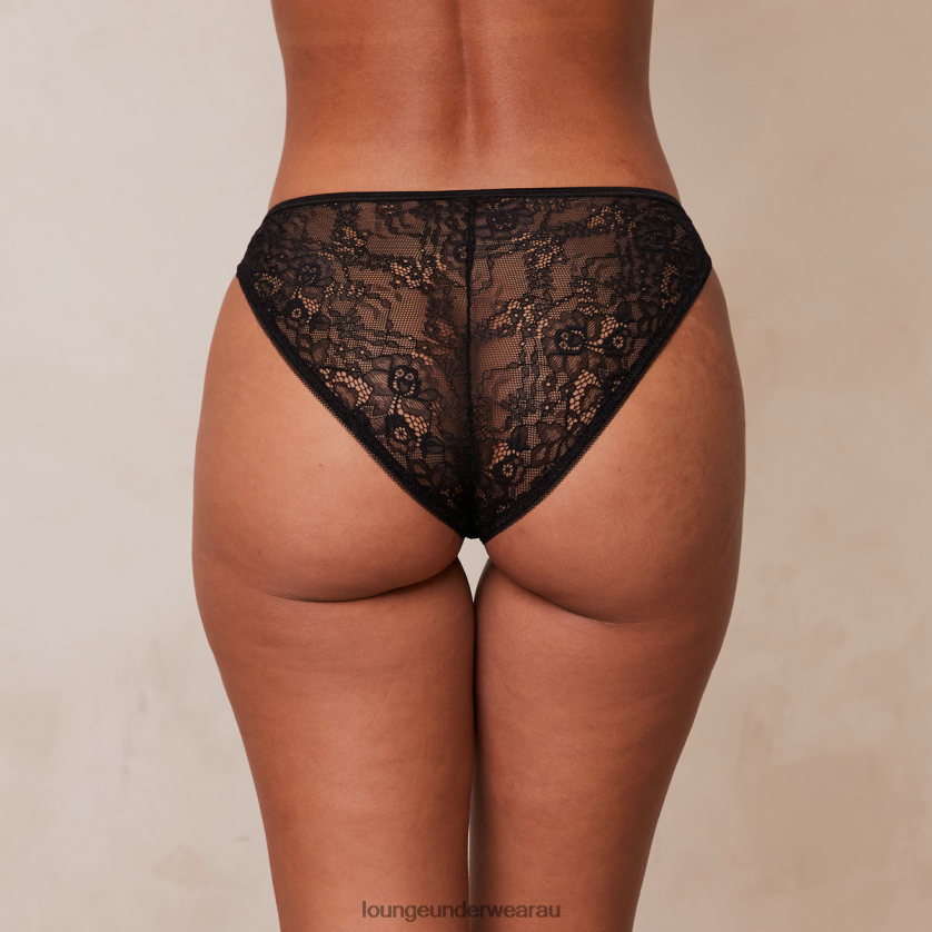 Picot Edged Lace Cheeky Briefs Underwear Lounge Women Black 240R48772