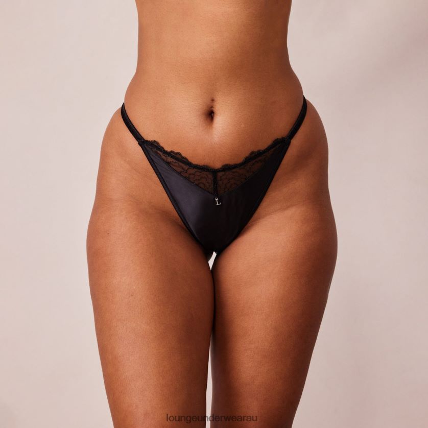 Quilted Lace G-string Underwear Lounge Women Black 240R48496