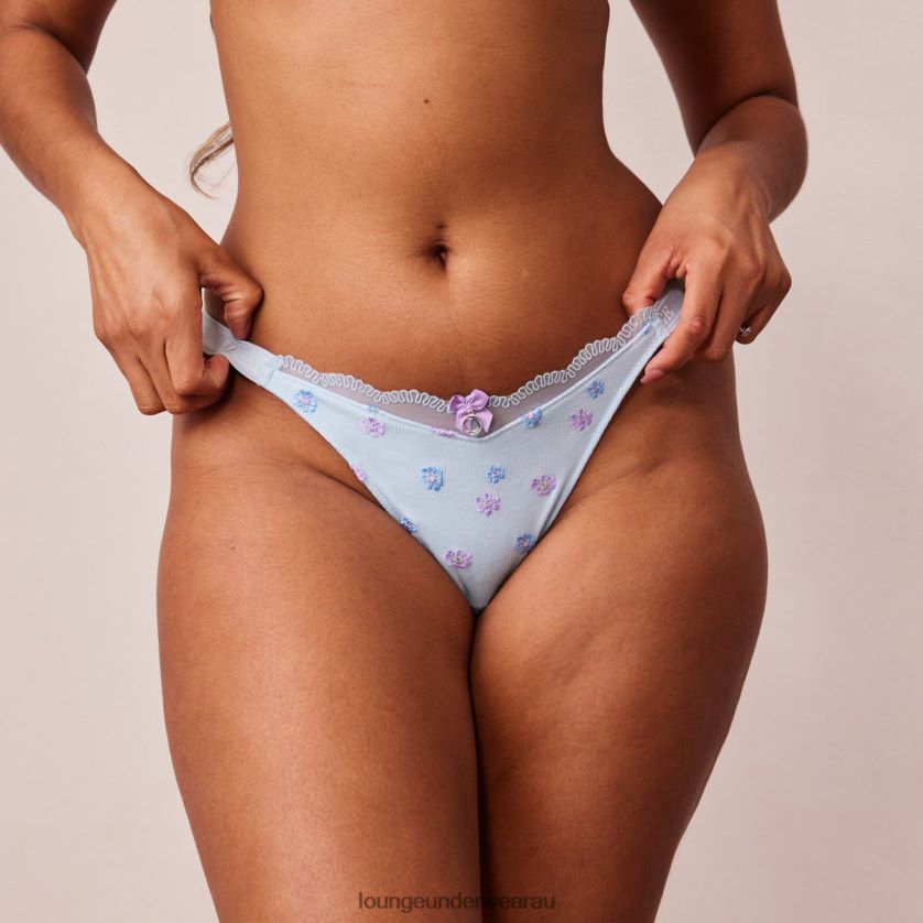 Ribbed Floral Triangle Briefs Underwear Lounge Women Blue 240R48576