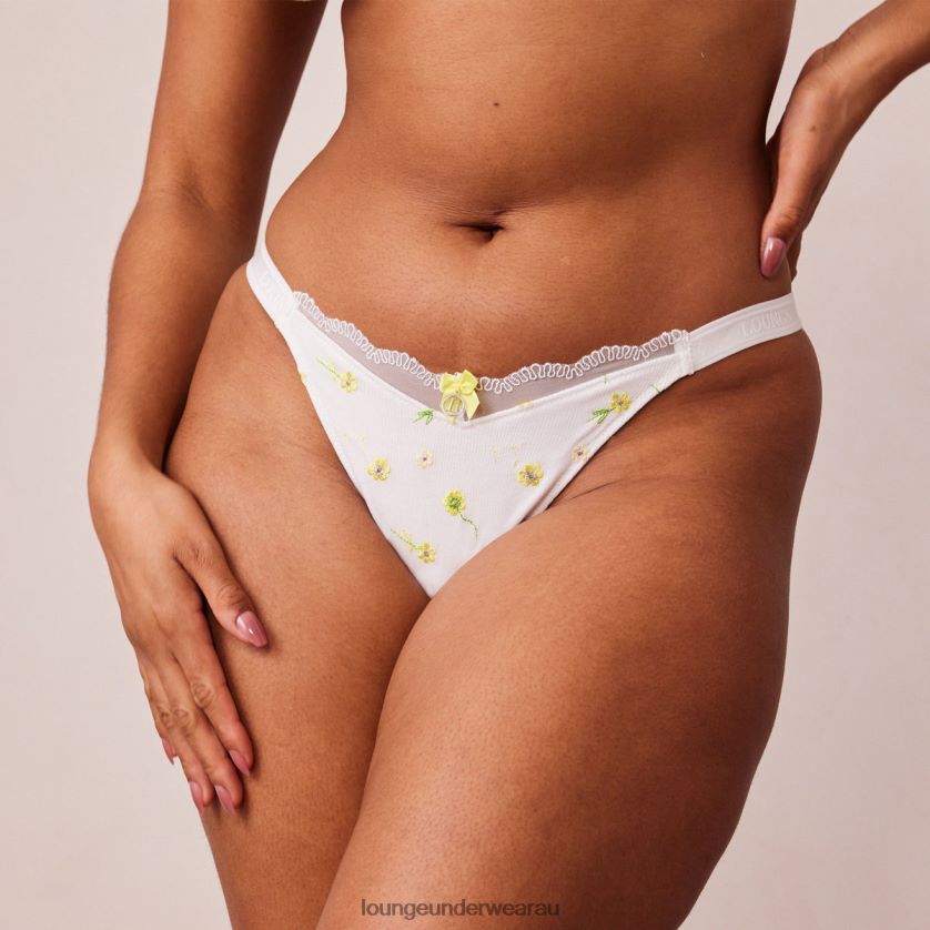 Ribbed Floral Triangle Briefs Underwear Lounge Women White 240R48574