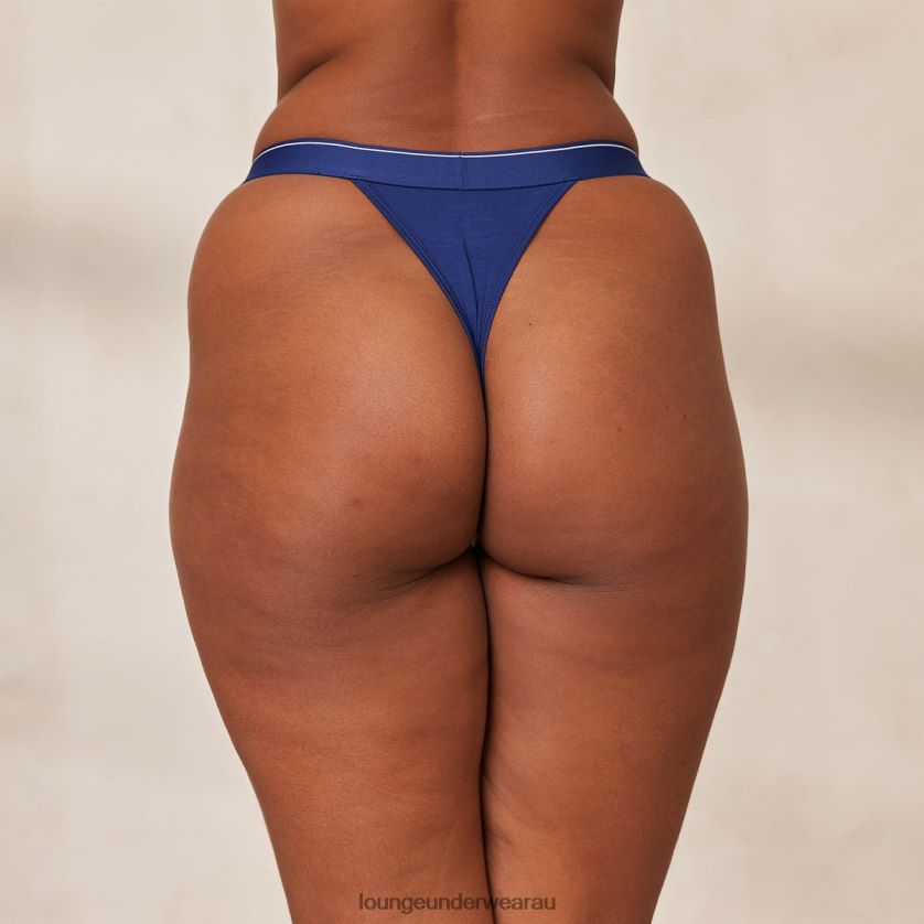 Bamboo Minimal Triangle Thong Underwear Lounge Women Navy 240R48407