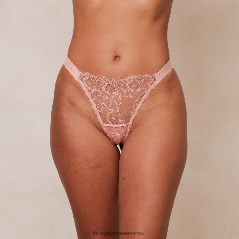 Embroidered Triangle Thong Underwear Lounge Women Pink 240R48308