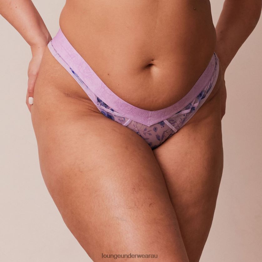 Floral Mesh Thong Underwear Lounge Women Lilac 240R48294