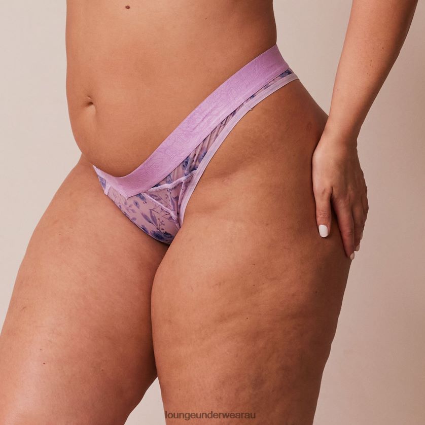 Floral Mesh Thong Underwear Lounge Women Lilac 240R48294