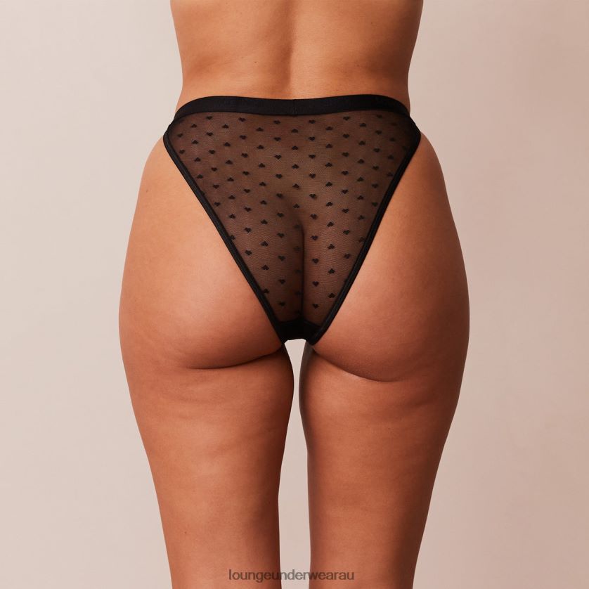 Love Heart Mesh Triangle Briefs Underwear Lounge Women Black 240R48311