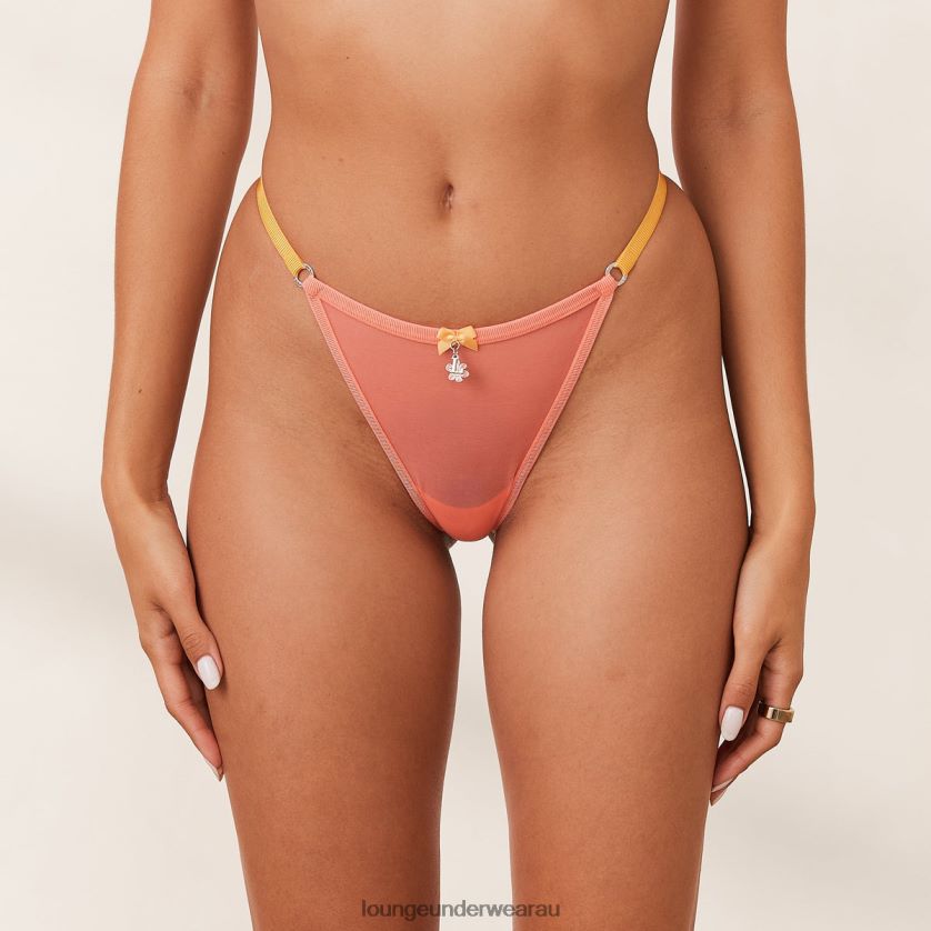 Radiant Mesh Thong Underwear Lounge Women Coral 240R48241