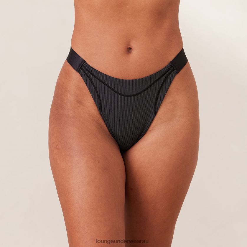 Ribbed Mindful Thong Underwear Lounge Women Black 240R48451
