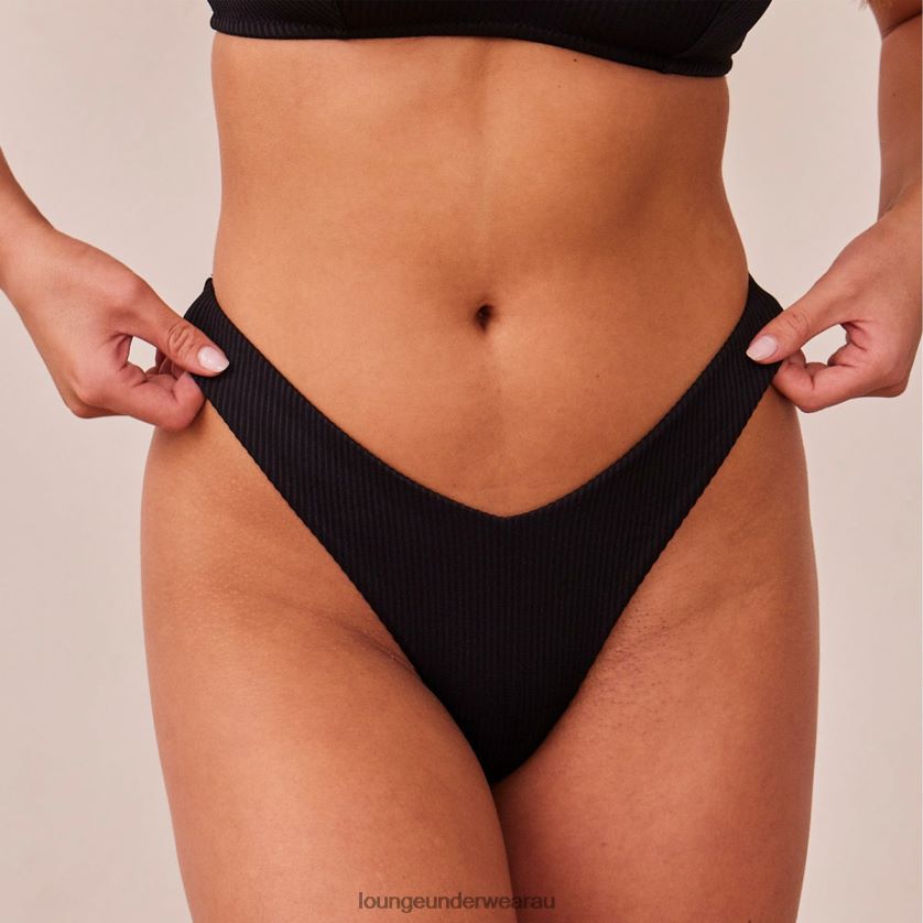 Ribbed Triangle Thong Underwear Lounge Women Black 240R48698