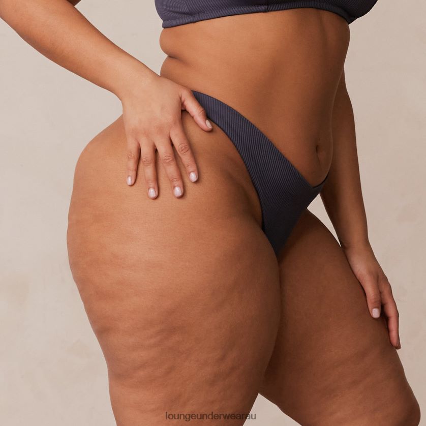 Ribbed Triangle Thong Underwear Lounge Women Charcoal Blue 240R48509