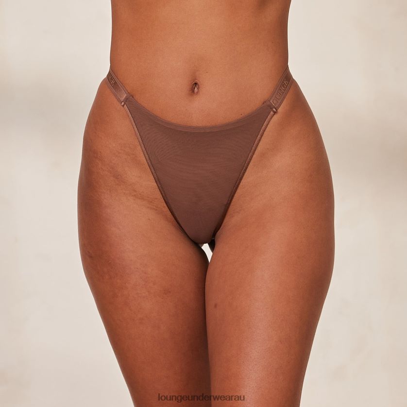Smooth Mesh Thong Underwear Lounge Women Chestnut 240R48515