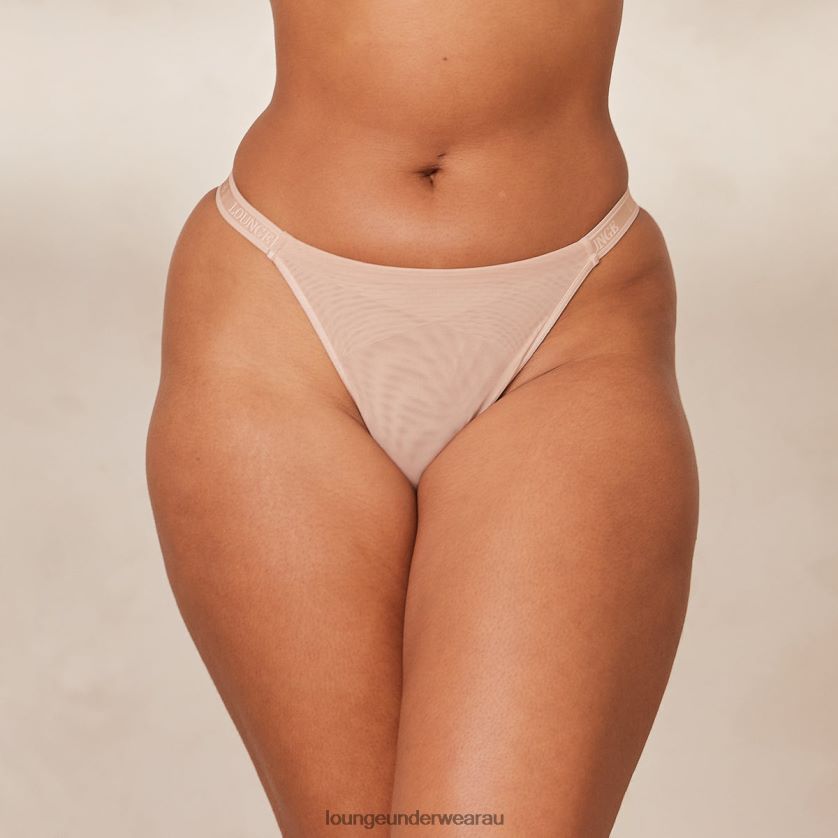 Smooth Mesh Thong Underwear Lounge Women Taupe 240R48516