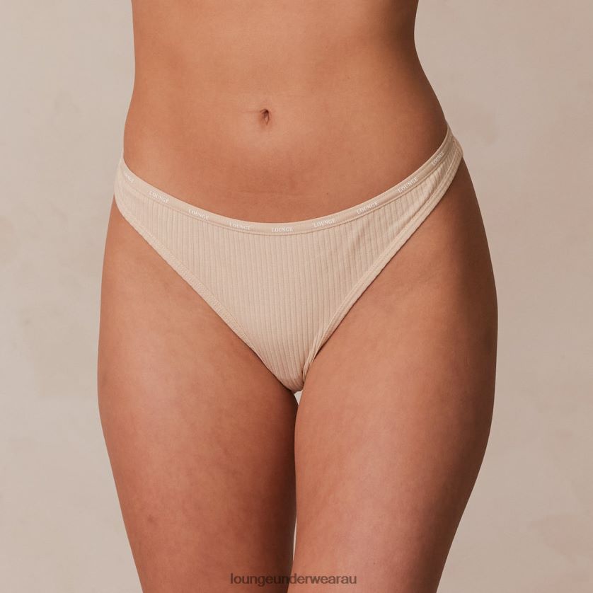 So Soft Ribbed Thong Underwear Lounge Women Latte 240R48692