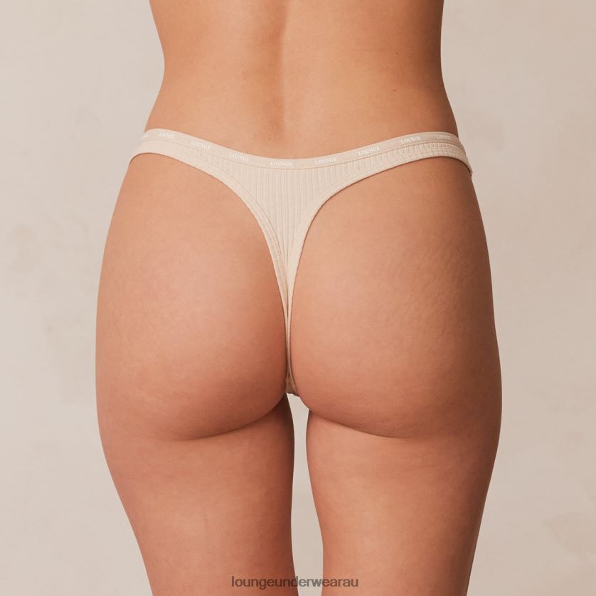 So Soft Ribbed Thong Underwear Lounge Women Latte 240R48692