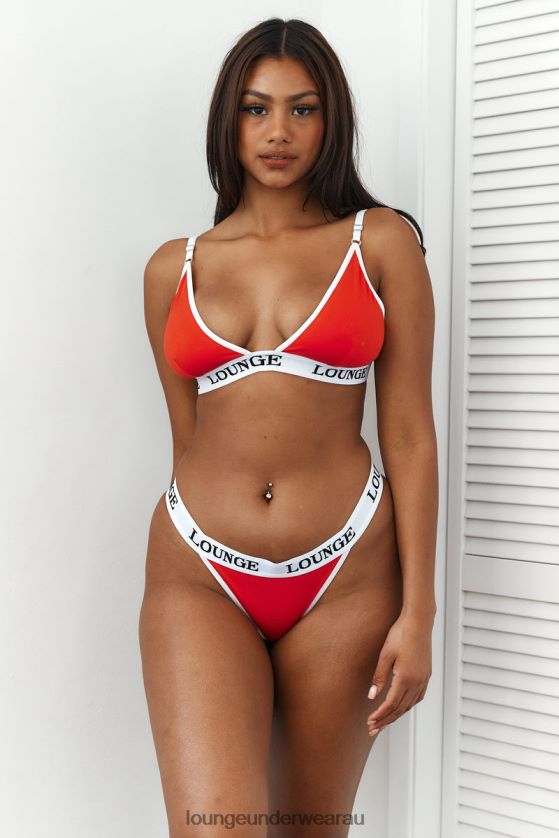 Bamboo Triangle Bra & Thong/Briefs Set Underwear Lounge Women Red 240R48194