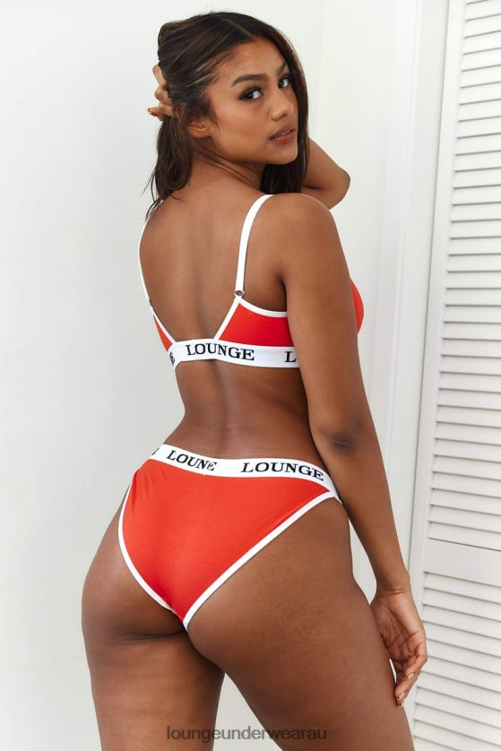 Bamboo Triangle Bra & Thong/Briefs Set Underwear Lounge Women Red 240R48194