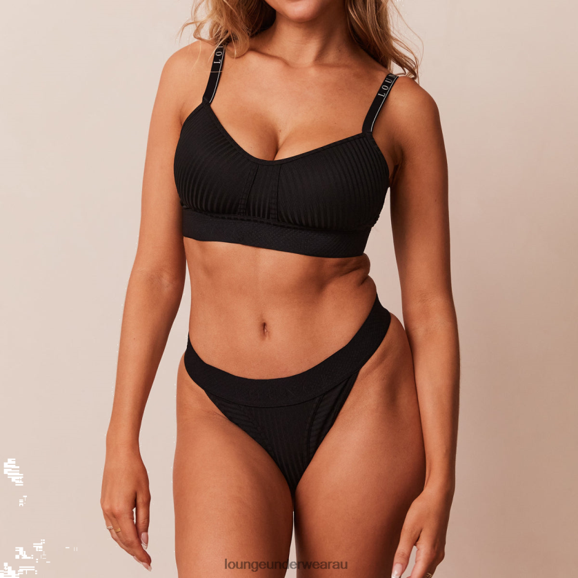 Bare Bra & Thong Set Underwear Lounge Women Black 240R48175