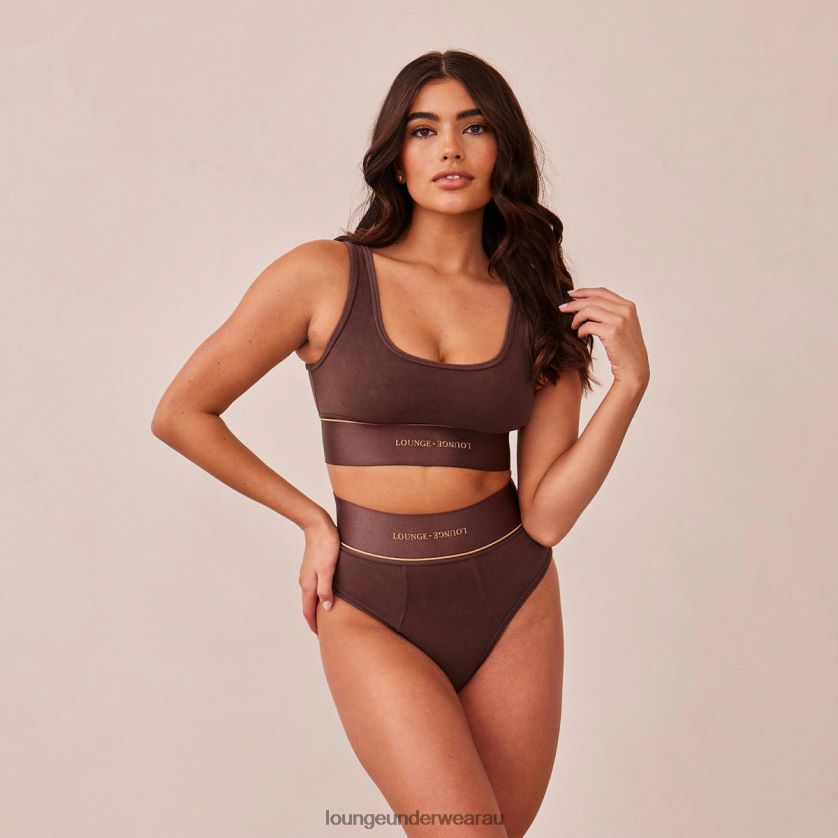 Bralette & Briefs Set Underwear Lounge Women Chocolate 240R48231