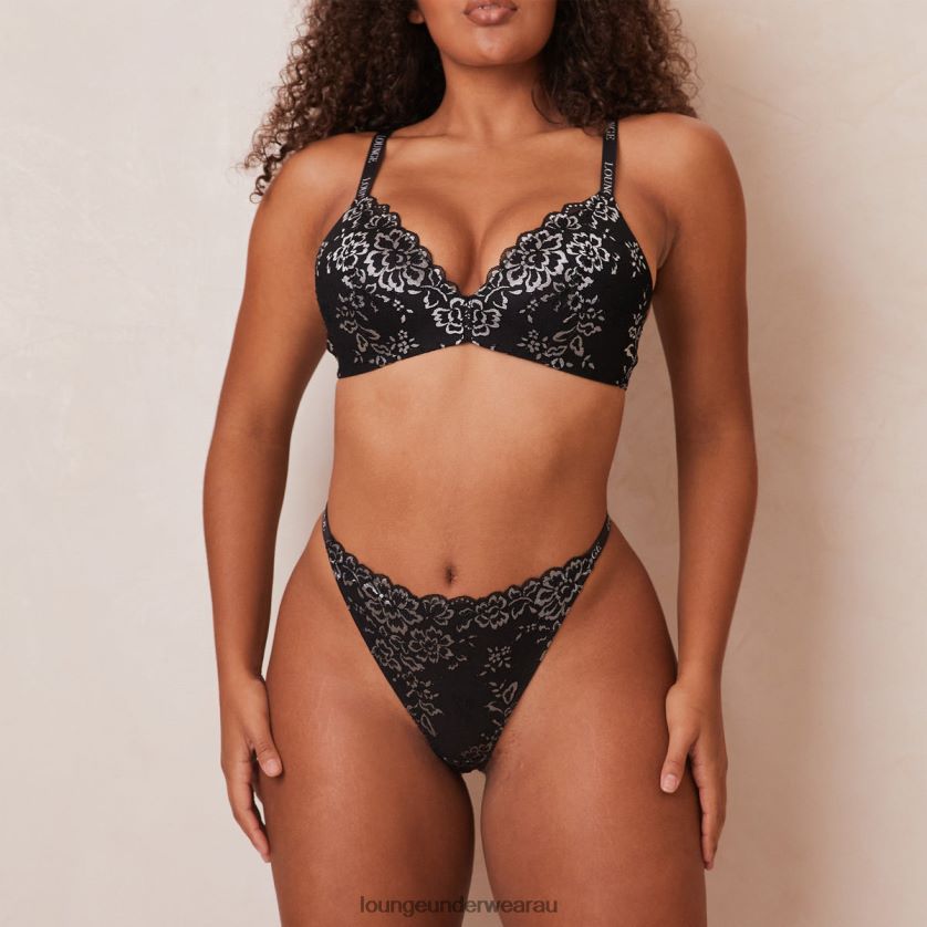 Lace Magic Bra & Thong Set Underwear Lounge Women Black 240R48201