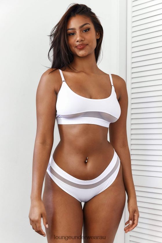 Mesh Bra & Thong/Briefs Set Underwear Lounge Women White 240R48185