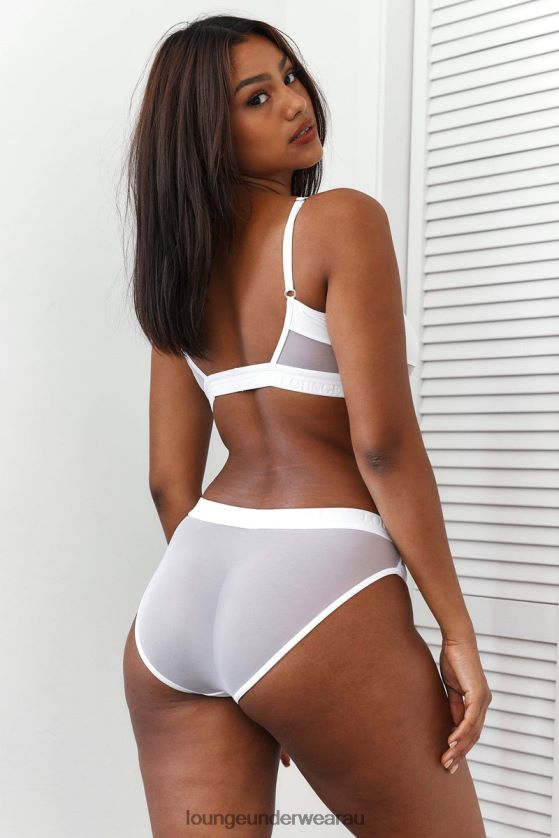 Mesh Bra & Thong/Briefs Set Underwear Lounge Women White 240R48185