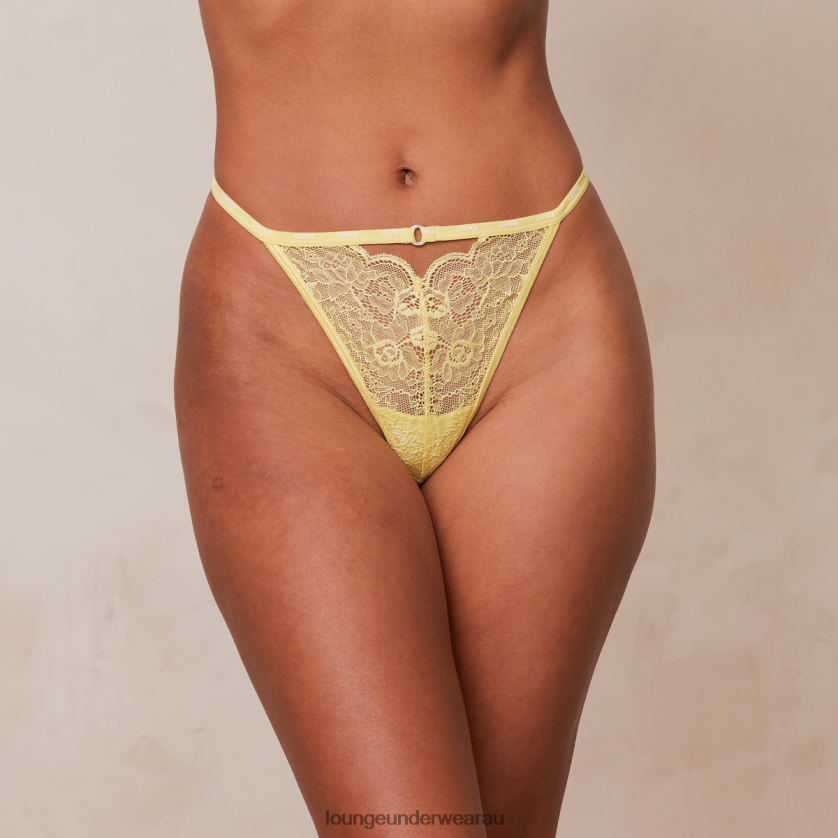 Peephole Lace Strappy G-string Underwear Lounge Women Lemon 240R48732