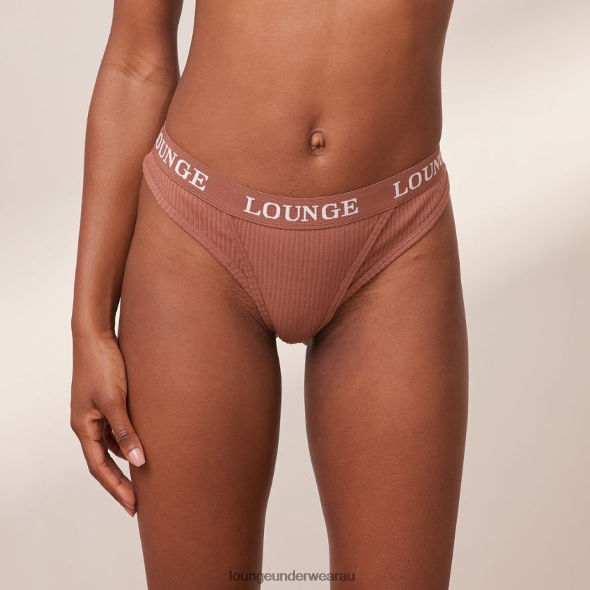 Ultra Comfort Ribbed Thong Underwear Lounge Women Mocha 240R48716