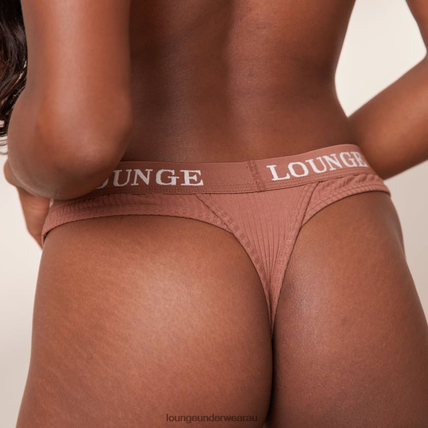 Ultra Comfort Ribbed Thong Underwear Lounge Women Mocha 240R48716